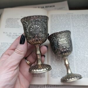 Accents | Vintage Small Silver Goblets With Grape Design | Poshmark